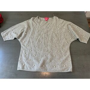gray pearls CATHERINE MALANDRINO  sweater size medium